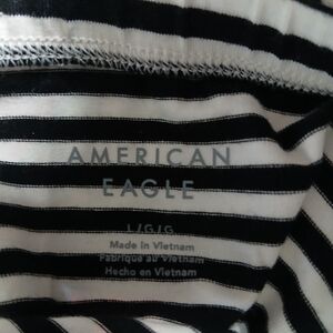 American Eagle Outfitters Sky Blue and White Striped Crop Top Size L/XL